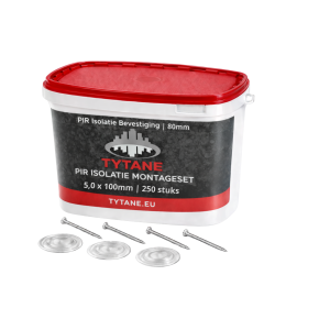 Druckverteilerplatte + Schraube 5,0 x 100mm für PIR-Isolierung 80mm - 250 Stück